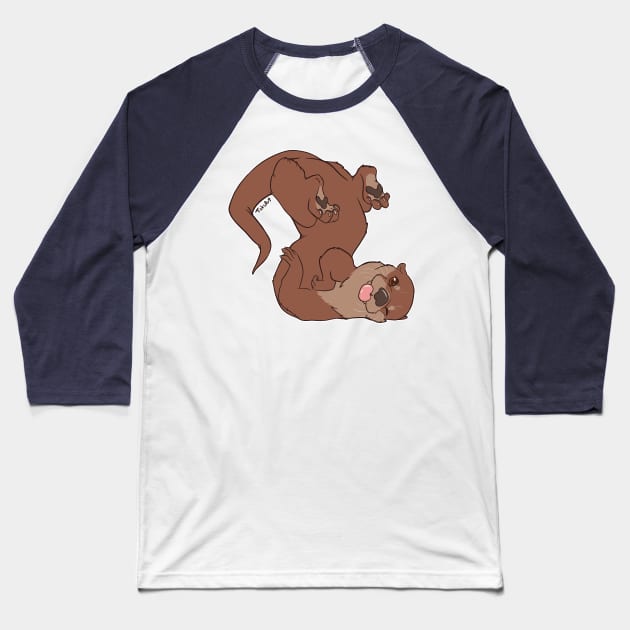 River Otter Baseball T-Shirt by TaksArt